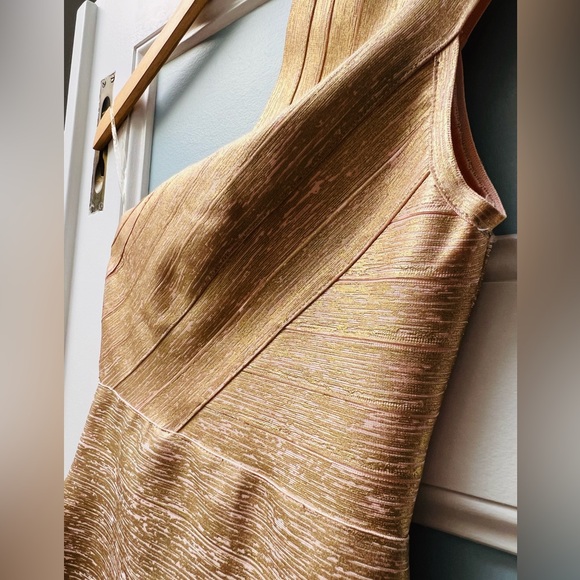 Gold Metallic Mini Cocktail Dress - Picture 3 of 3